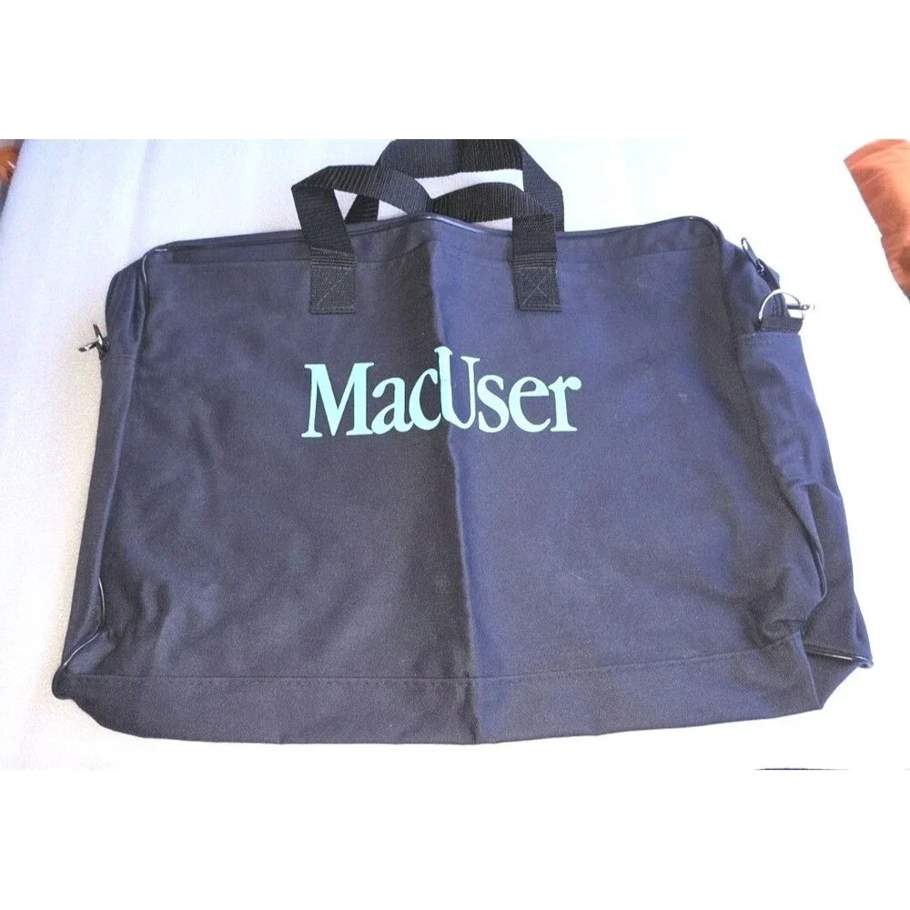 Vintage Apple Mac User Travel Bag Tote Shoulder Side Bag with Strap Blue Canvas